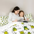thumbnail image 4 of Homewish Cute Cartoon Frog 7-Piece Twin Bedding Sets,Rustic Animal Bedding Comforter Set,Green White Sheet Sets For Boys Kids,Ultra Soft Home Decor Reversible, 4 of 8