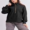 thumbnail image 2 of PENGXIANG Casual Femmes en Vrac Pull Revers Solide Manches Longues Demi-Zip Sweatshirt, 2 of 7