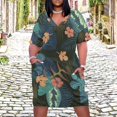 thumbnail image 2 of Tropical Floral Dark Seamless Pattern Women's Summer Short Sleeve Casual Dresses Party Dress, 2 of 5