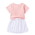 thumbnail image 2 of LAPAKIDS Toddler girl Summer Clothes Outfits 6-7T Girl Short Sleeve T-Shirt + Skirt Set, 2 of 5