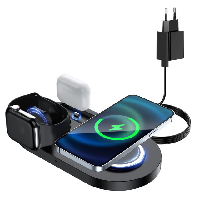 TIMIFIS Station de Recharge Sans Fil 3 en 1 Station de Recharge pour Plusieurs Appareils Support de Chargeur Sans Fil 15W IOS -