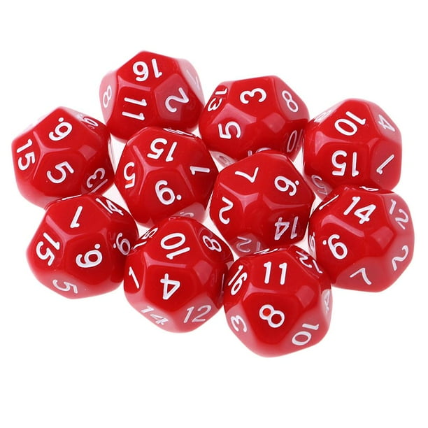 Juego de de Dados Acrílicos D16 de 16 Lados, Accesorios de Juguetes para 10 Piezas - Rojo Sunnimix Dados poliédricos