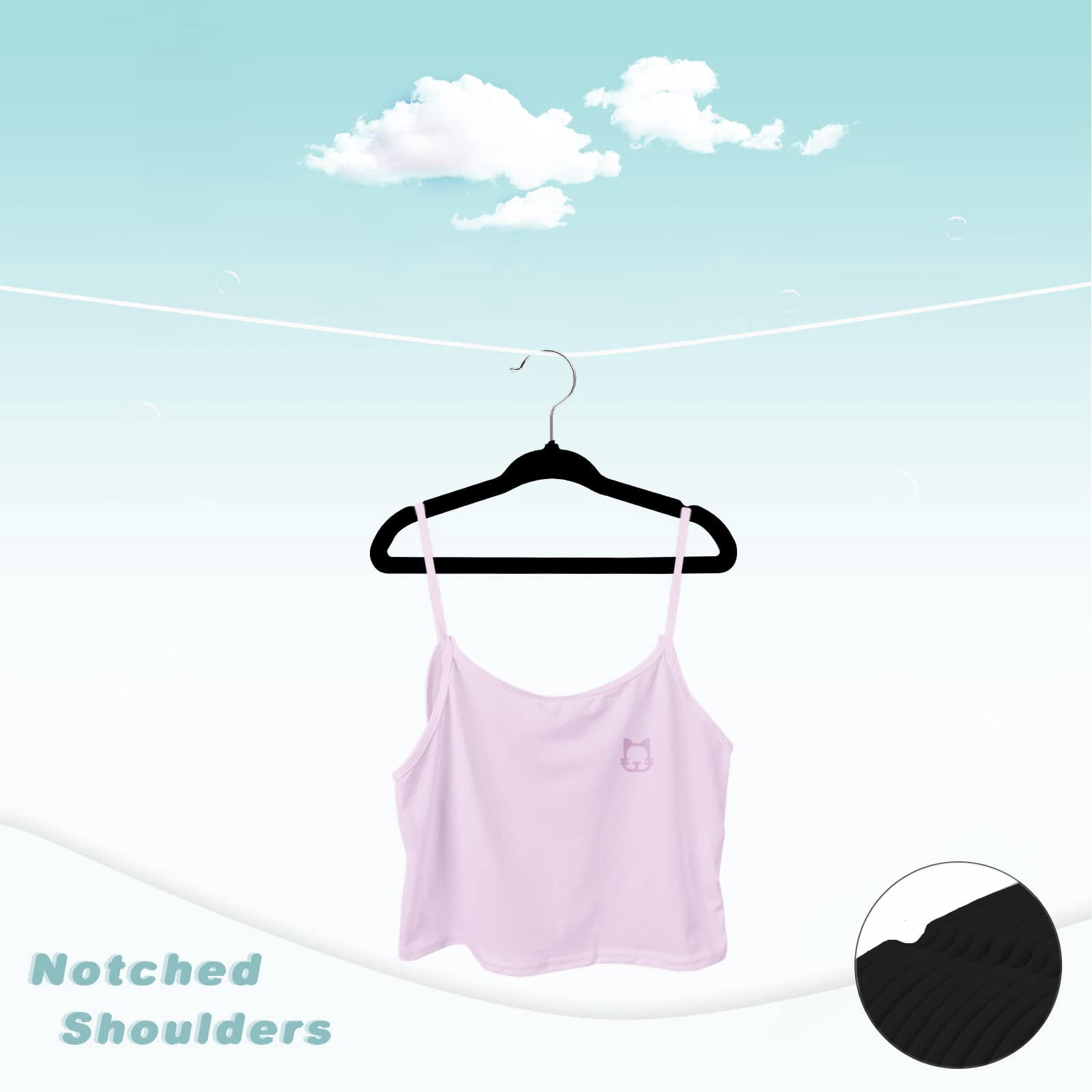 50 Pack Hangers 14 Inches Children's Clothes Non-slip For Infant/toddler (black)