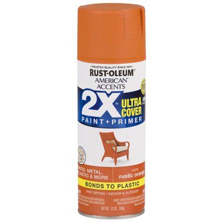 American Accents Paint - Rust-Oleum American Accents Ultra Cover 2X Satin Rustic Orange Spray Paint and Primer in 1, 12 oz