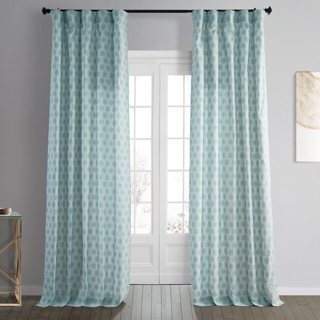 HPD Half Price Drapes Cortinas modernas con estampado geométrico de 96 pulgadas de largo, cortinas de algodón de lujo (1 panel) para oscurecer la habitación, cortinas para ventana para dormitorio y sa