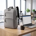 thumbnail image 4 of Men Business Laptop Backpack Travel Work Bag Multi Compartment External Charging Port Water Resistant Daily Commute Computer Bag, 4 of 6