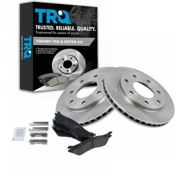 TRQ Front Brake Pad & Rotor Kit Brake Pads Brake Rotor Ceramic Fits Select 1999-2003 Ford F-150 2004 F-150 Heritage 1997-1999 F-250