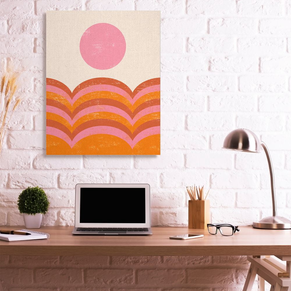 Stupell Industries Abstract Sunset Arched Landscape Pink Red Orange Canvas Wall Art Design by Daphne Polselli, 36" x 48"