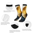 thumbnail image 3 of Naloa Golden Blue Leaf Design Kids Socks Unisex Kids and Toddlers' Crew Socks, ,1 Pairs, 3 of 5