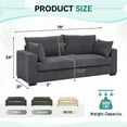thumbnail image 6 of Lunale 79"L Corduroy Sofa, Deep Seat Sleeper Couch, 3-Seater Living Room Sofa, Gray, 6 of 9