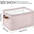 thumbnail image 3 of Foldable Storage Bins Pink Checkerboard Fabric Storage Baskets Collapsible Decorative Baskets Closet Organizer Bins with PU Handles for Shelves Home Closet Bedroom Living Room-1Pack Decor Gifts, 3 of 7