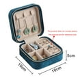 thumbnail image 2 of Travel velvet jewelry box, small portable organizer box with mirror, girl's mini gift box, ring - Indigo, 2 of 5
