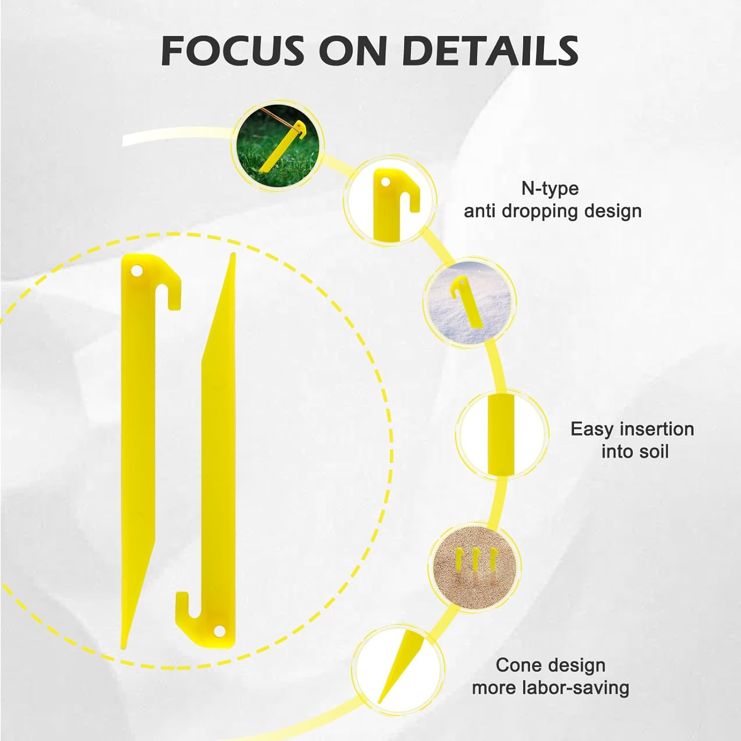Plastic Tent Pegs Durable Spike Hook for Awning Camping Caravan, Tent Stakes for Outdoor Lawn Beach Garden Decoration and Fixation