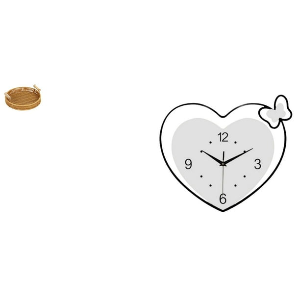 Cestas de almacenamiento,Cestas de almacenamiento de cocina tejidas con asas hechas a mano,Cestas de pan redondas Bandejas para servir Rectángulo,Reloj de pared,Reloj de pared acrílico para
