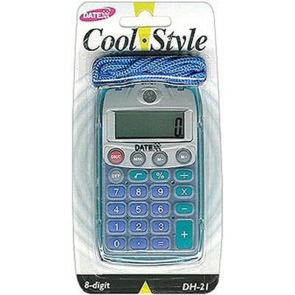 Datexx Calculator Hand Held with Lanyrd (2Pack)