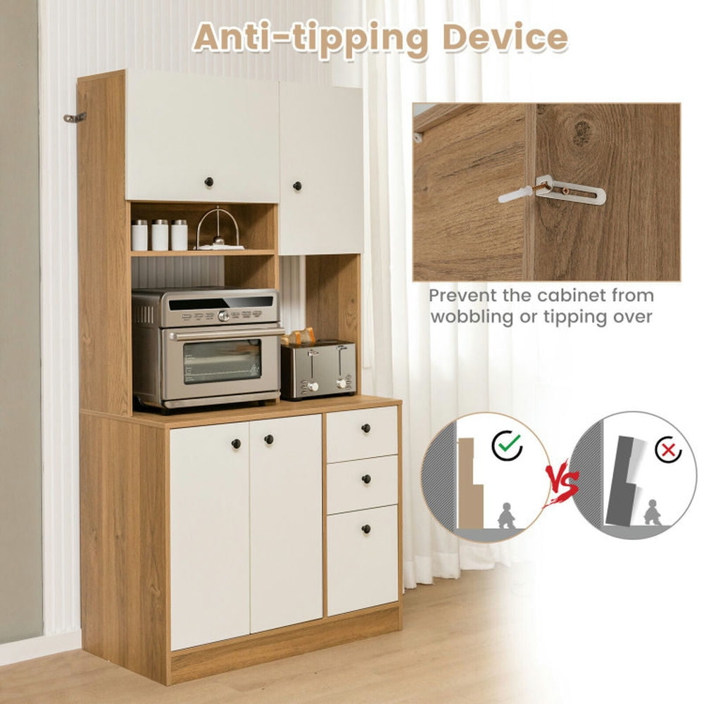 Finihen Kitchen Storage Cabinet, Buffet Sideboard, 71 Inch Kitchen Pantry with 3 Storage Cabinet and 3 Deep Drawers, for Dining Room, Kitchen, Living Room, Beige Finihen Kitchen Storage Cabinet, Buffet Sideboard, 71 Inch Kitchen Pantry with 3 Storage Cabinet and 3 Deep Drawers, for Dining Room, Kitchen, Living Room, Beige