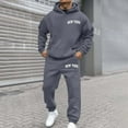 thumbnail image 4 of Men's Casual Hoodie Sweatsuit Set, Loose Fit Printed Pullover with Jogger Pants, 2 Piece Gym Sweat Suits, Athletic, Autumn Winter Daily Wear, 4 of 4
