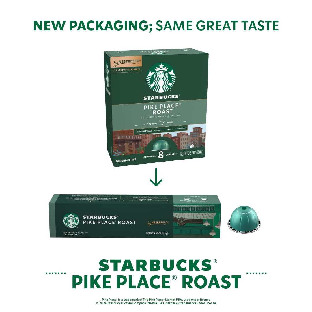 Starbucks by Nespresso Vertuo, Blonde & Medium Roast Variety Pack Coffee, 30-count Coffee Pods, Brews 7.8 oz.