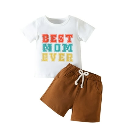 

Toddler Boys Girls Short Sleeve Letter Prints T Shirt Tops Shorts Outfits Size 3 Years-3 Years