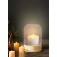 thumbnail image 4 of Serene Spaces Living 7" Glass Candle Holder Hurricane with Wood Base - Decorative Accent for Wedding, Party, Event, Home Decor, Small, Single, 4 of 6