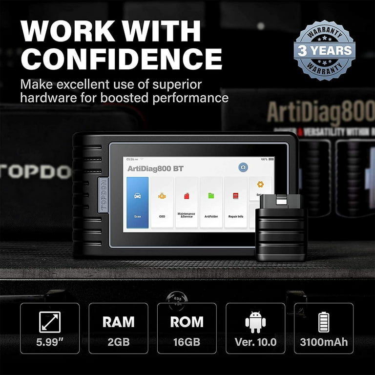 TOPDON ArtiDiag800BT OBD2 Scanner Wireless Car Diagnostic Scan Tool with  All Systems Diagnosis 28 Reset Services 