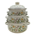 thumbnail image 3 of Tnarru 3Pcs Enamel Stockpots with Lid Flat Bottom Cooking Pots Retro Design Kitchen Appliances Stew Bean Simmer Pot for Home Kitchen Style B, 3 of 8