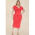 thumbnail image 2 of Plus Size Split Neck Bodycon Midi Dress, 2 of 5