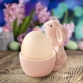 thumbnail image 2 of Ceramic Bunny Egg Cup Easter Bunny Shaped Egg Cups Rabbit Statue Egg Holder Porcelain Easter Egg Display Stand For Hard Boiled Eggs Breakfast Table Pot Dish Bowl Desktop Ornament Home Decor, 2 of 6