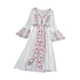 thumbnail image 4 of Vestido de verano para mujer, transpirable, estilo bohemio, con mangas acampanadas y cómodo, largo. Blanco, 4 of 9