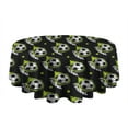 thumbnail image 5 of Black Soccer Balls with Green Elements Pattern Round Tablecloth 60"x60",Wrinkle Wipeable Table Cloth for Kitchen Dining Room Picnic Patio Party, 5 of 6