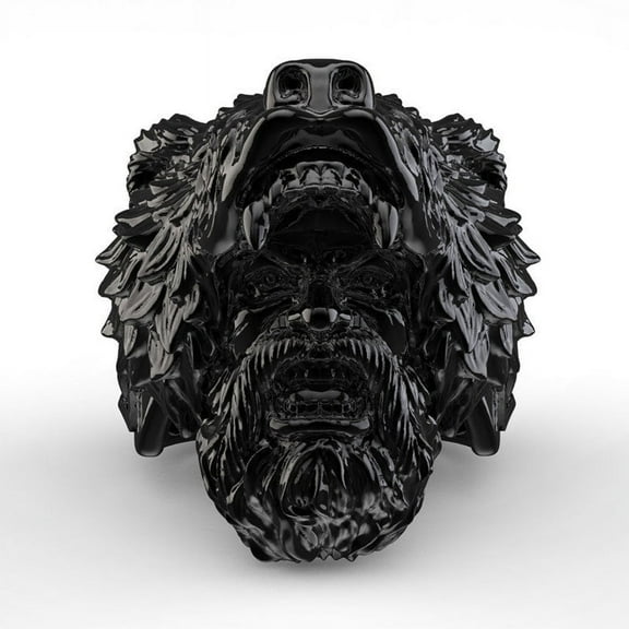 Mens Viking Celtic Bear Head Ring: European American Animal Zodiac Style, Electroplated Alloy Fashion Ring for Holiday Gift Giving