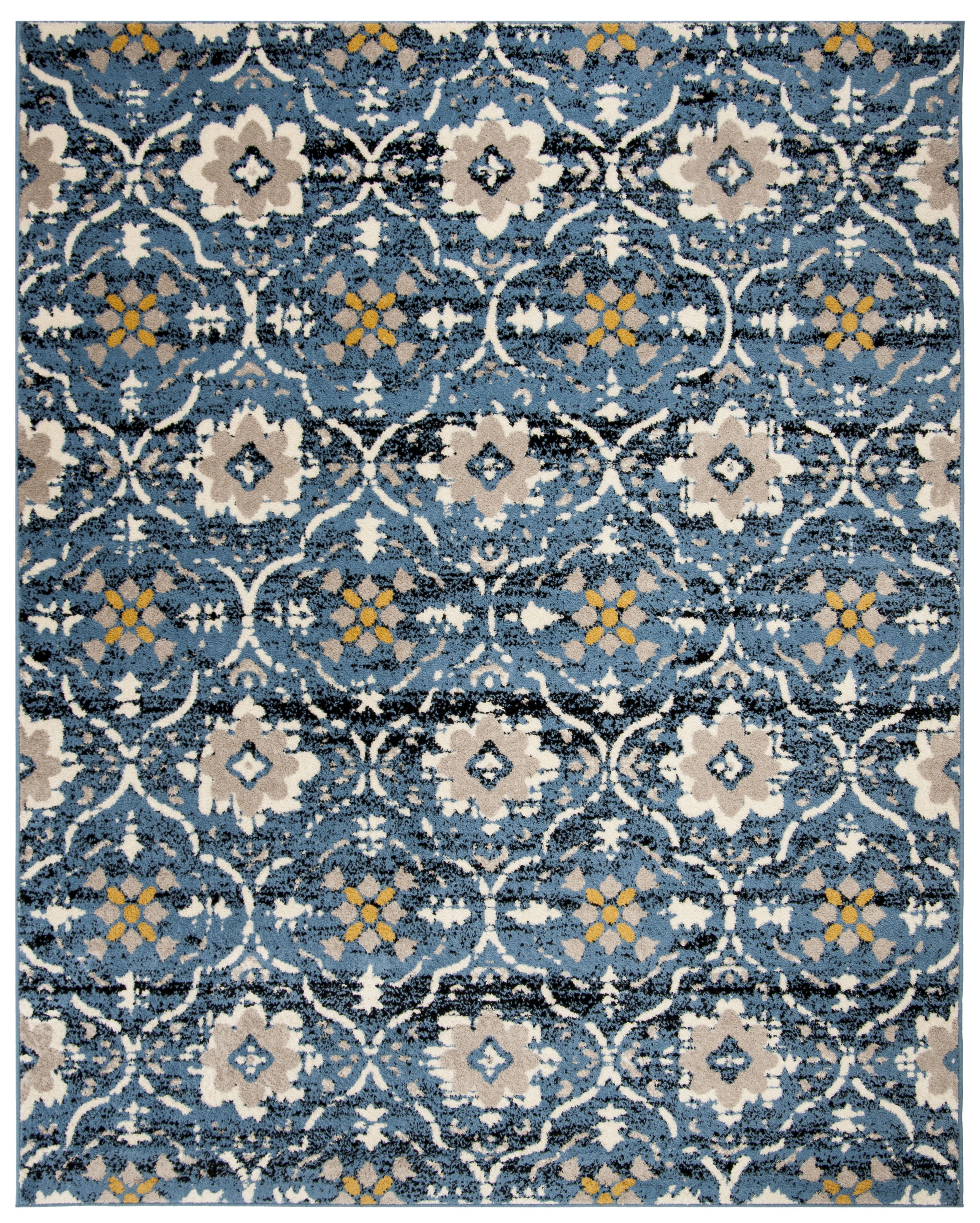 SAFAVIEH Amsterdam Karenza Geometric Area Rug, Blue/Creme, 6'7" x 9'2"