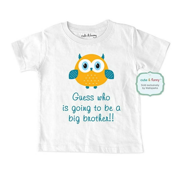Guess who is going to be a Big Brother - wallsparks cute & funny Brand - Soft Infant & Toddler Shirt for Boys - Surprise Baby birth Pregnancy announcement