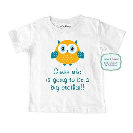 Guess who is going to be a Big Brother - wallsparks cute & funny Brand - Soft Infant & Toddler Shirt for Boys - Surprise Baby birth Pregnancy