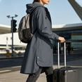 thumbnail image 6 of Floleo Women's Long Hooded Rain Jacket Waterproof Windbreaker Coat Lightweight Outdoor Raincoat with Pockets Casual Fall Spring Outerwear, 6 of 9