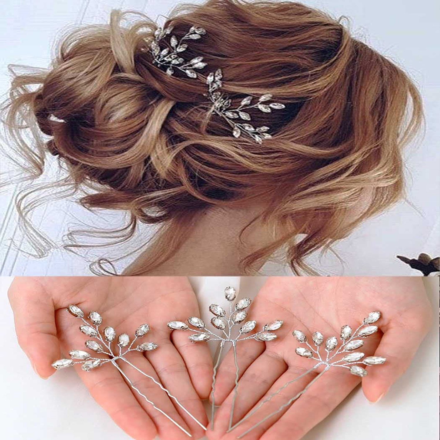 ZXUY Bridal Hair Side Combs Hair Style Accessories Clips Faux Pearl Crystal Bride Wedding Hair Combs with White Flower Designs Pearl and  main image 3
