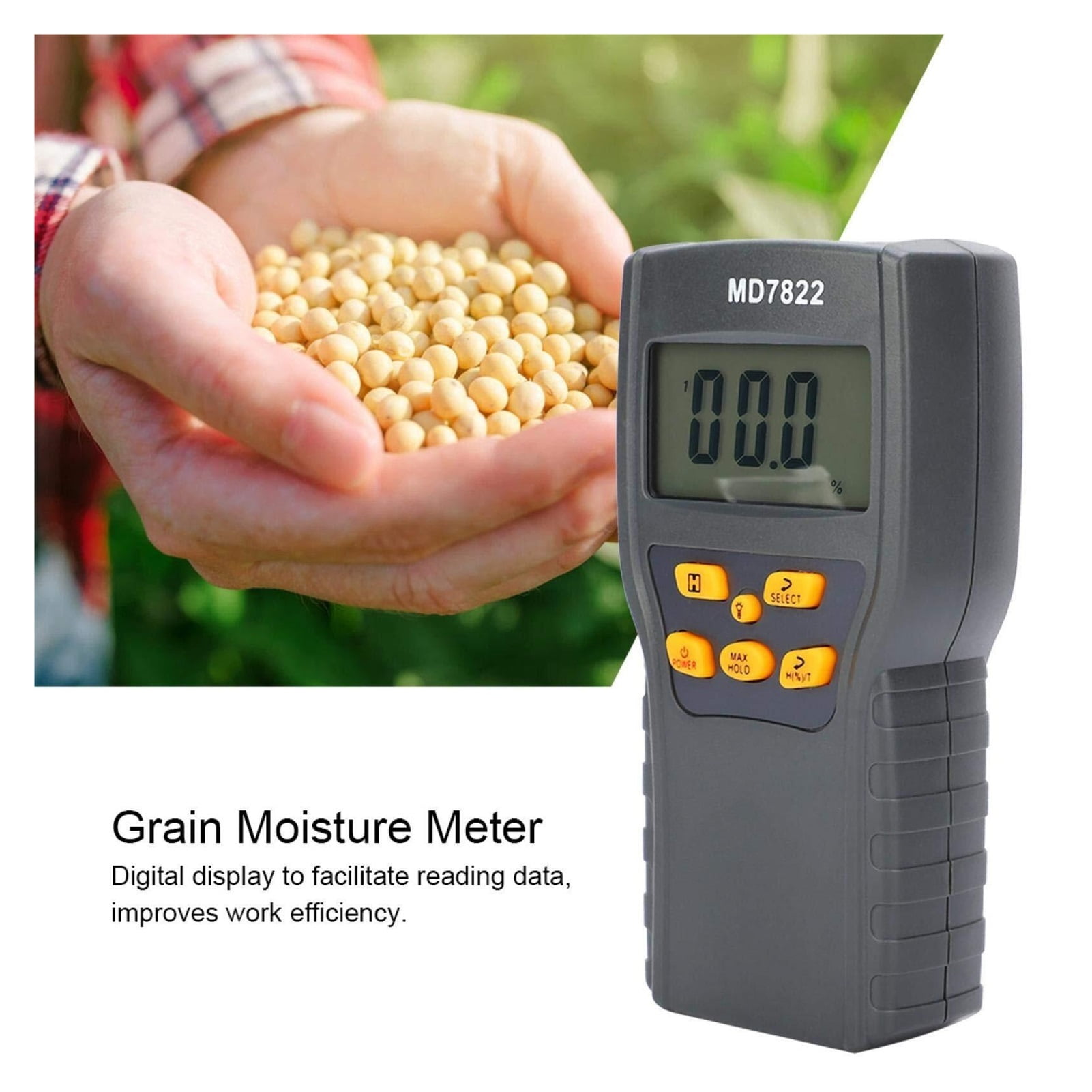MD7822 Digital Grain Moisture Meter Analyzer Temperature Thermometer Humidity Hygrometer Water Damp Detector Tester ,Wide Applications