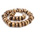 thumbnail image 3 of The Bead Chest Carved Brown Bone Beads - Full Strand of Fair Trade Artisanal African Beads (Criss Cross Eye), 3 of 3