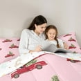 thumbnail image 4 of Manfei Farmhouse Xmas Truck Bedding Comforter Set 7pcs for Girl, Cartoon Christmas Tree King Bedding Sets, Kawaii Pink Christmas Reversible Bed Sheets, Microfiber Bedroom Decor, 4 of 7