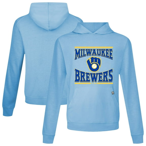 Men's Levelwear Light Blue Milwaukee Brewers Big Brew Relay Pullover Hoodie