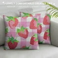 thumbnail image 3 of Shiartex  Pink Strawberry Decorative Square Throw Pillow Cover Girly Cartoon Fruits Kawaii Pillow Cover for Living Room RV Farmhouse Style Grid Plaid Party Cushion Case, 3 of 5