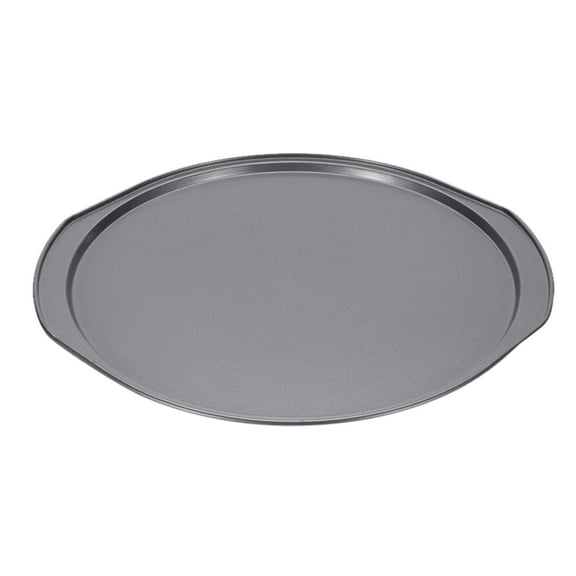 LKWLPD Pan 14 Inch for Oven, Pizza Steel Pan with Heat-insulating Silicone Handle, Nonstick Pizza Tray with No Holes, Round Pizza Baking Pan, Silver