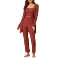 thumbnail image 2 of Unique Bargains Women's Knit Lounge Sleepwear Pants Shrug Cardigan 3ps Pajama Set, 2 of 5