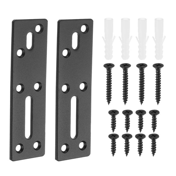 Straight Steel Flat Plate, 2Pcs 117x35mm - Heavy Duty Mending Plate with Holes, Metal Reinforcement Mounting Plate Joining Bracket with Screws for Repair Framing Gazebo (Black)