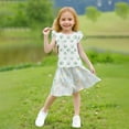 thumbnail image 5 of Vmvidoty Girls' Summer Shirts Cute Tops Ruffle Sleeve Crew Neck Casual Tees Green 6 Years, 5 of 8
