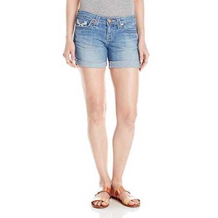 Rise Cuffed Short - Big Star Women's Remy Low Rise Roll Cuff Short with Embroidered Back Pocket, Sirenas, 25