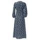 thumbnail image 4 of Sonducket Vestido de mujer con cuello en V y manga 3/4 Vestido largo con estampado de manga larga Ropa de cintura alta Vestidos Azul oscuro M, 4 of 6