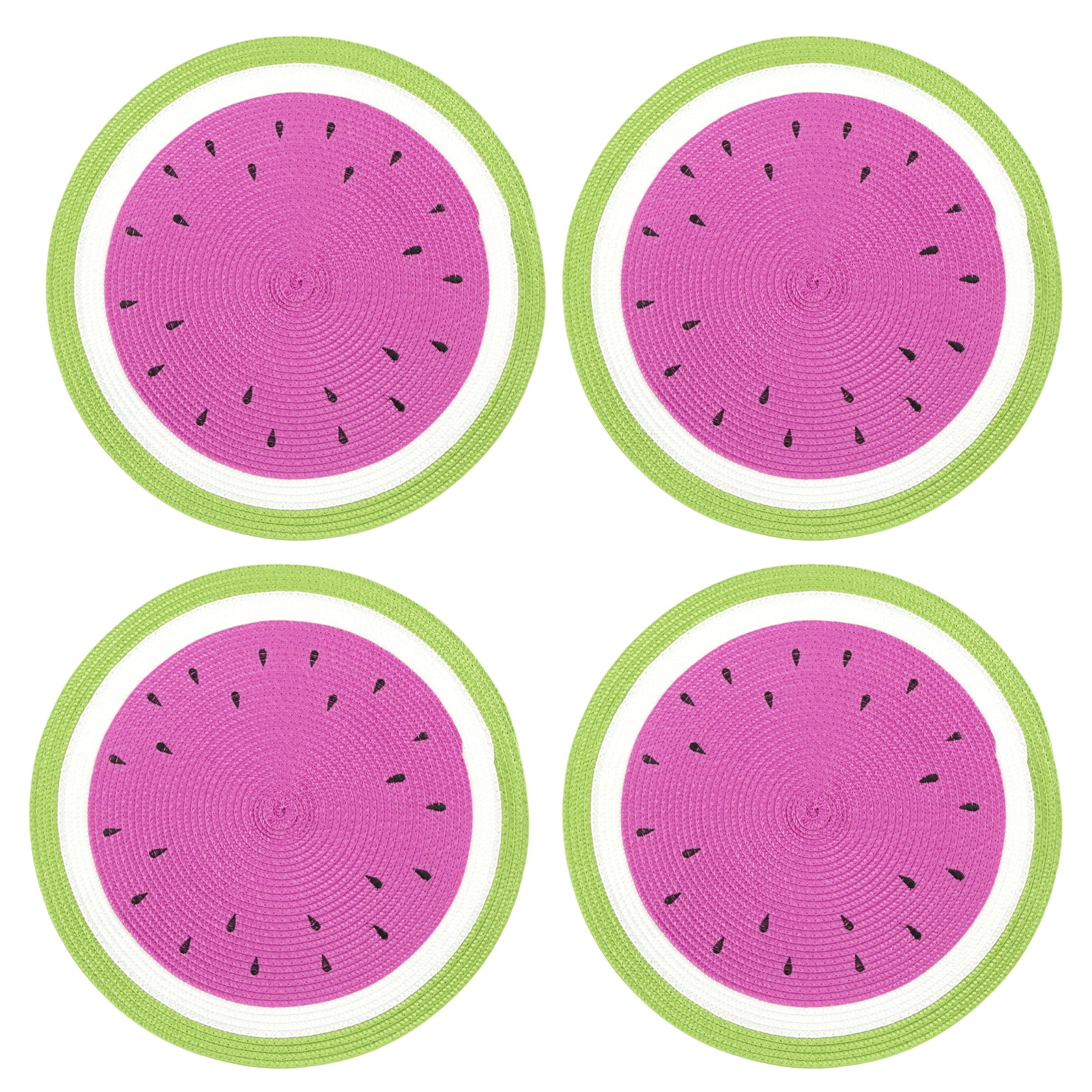 Smart Home Round Watermelon Placemats, Set of 4