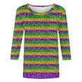 thumbnail image 4 of Otvok 3/4 Sleeve Shirts for Ladies Casual Crew Neck Loose Casual Blouses Carnival Print Tshirts, 4 of 6