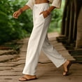 thumbnail image 3 of Oplxuo Wide Leg Lounge Pants for Women Lightweight Summer Loose Elastic High Waisted Palazzo Trousers with Pockets, 3 of 4
